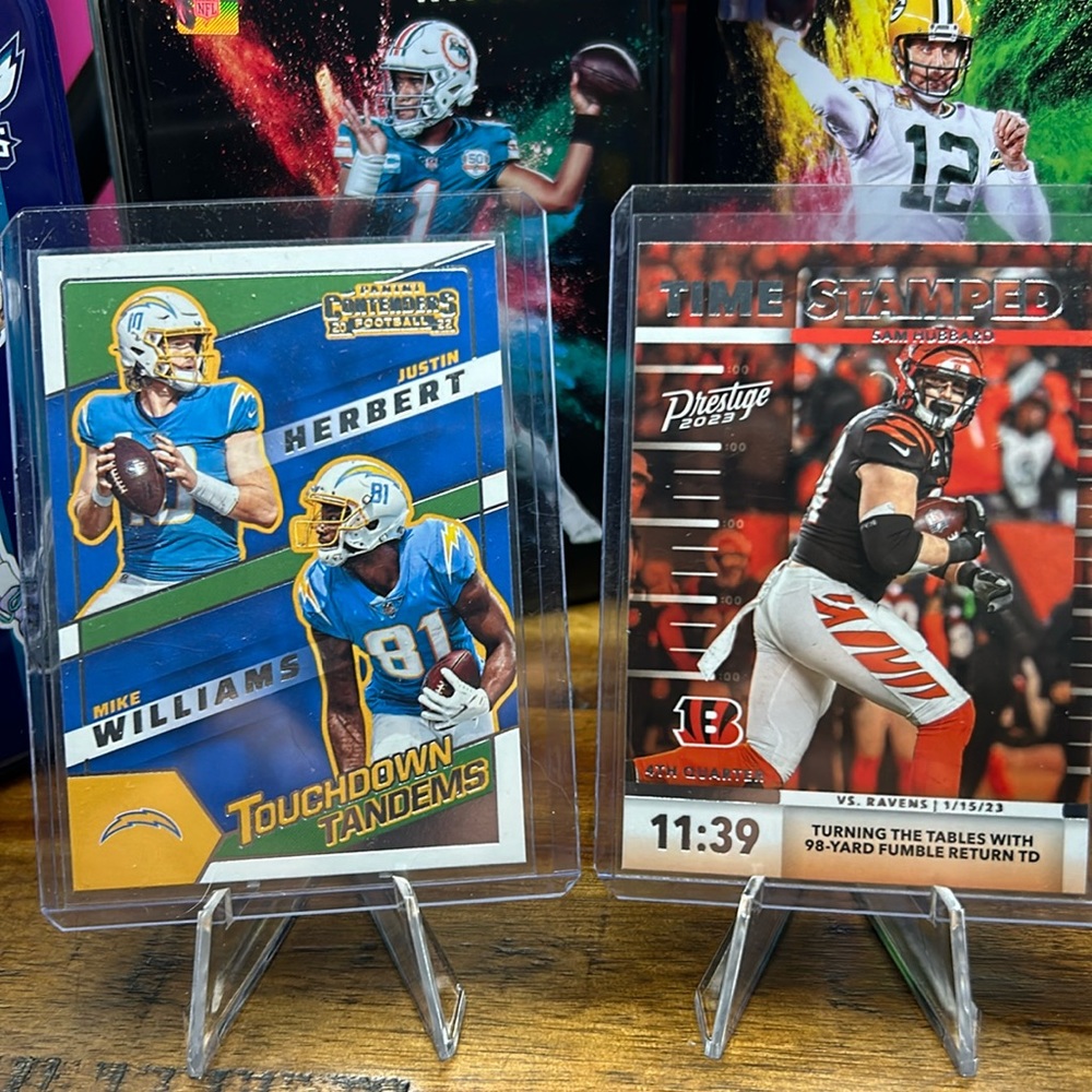 Justin Herbert, Mike Williams,Sam Hubbard panini and prestige football cards